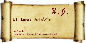Wittman Jolán névjegykártya